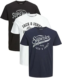 Herren JJELOGO Tee SS Crew Neck 2 COL SS19 NOOS T-Shirt, Mehrfarbig (3er Slim Fit Pack 8), Medium