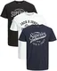 JACK & JONES Herren JJELOGO Tee SS Crew Neck 2 COL SS19 NOOS T-Shirt, Mehrfarbig (3er Slim Fit Pack 8), Medium