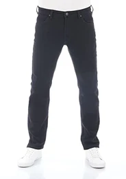 Herren Jeans Regular Fit Daren Zip Fly Hose Schwarz Straight Jeanshose Baumwolle Denim Stretch Black w32, Farbe: Rinse Black, Größe: 32W / 32L