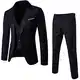 Herren Anzug 3 Teilig Modern Fit Hochzeit Anzüge Komplett Business Blazer 3-teiliger Jacke Weste Hosenanzug Slim Fit Männer Vintage Party Klassisch Charmant Sets Herrenanzug Set (Schwarz, M)