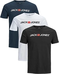 Herren JJELOGO Tee SS Crew Neck 2 COL SS19 NOOS T-Shirt, Mehrfarbig (3er Slim Fit Pack 23), Medium