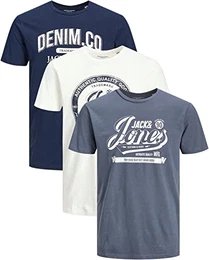 Herren JJELOGO Tee SS Crew Neck 2 COL SS19 NOOS T-Shirt, Mehrfarbig (3er Slim Fit Pack 19), Medium