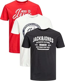 Herren JJELOGO Tee SS Crew Neck 2 COL SS19 NOOS T-Shirt, Mehrfarbig (3er Slim Fit Pack 18), Medium
