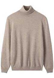 Herren Kaschmir Pullover einfarbig Turtleneck Pullover_Kamel_Klein