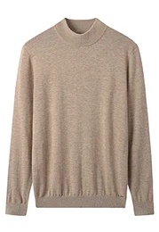 Mock Neck Pullover Winter Herren Warm Merino Reine Wolle Gestrickt_Braun_XX-Large