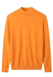 Mock Neck Pullover Winter Herren Warm Merino Reine Wolle Gestrickt_Orange_XX-Large