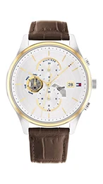 Multi Zifferblatt Quarz Uhr für Herren mit Braunes Lederarmband - 1710501