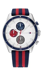 Multi Zifferblatt Quarz Uhr für Herren mit Rotes und Blaues Nylonband - 1792035