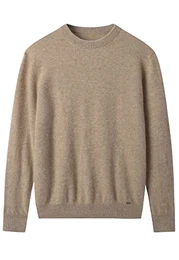 Herren Pullover aus Kaschmir mit Rundhalsausschnitt einfarbig Strick_Kamel_Mittel