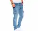 Styleko Herren Cargo Jeans Hose Herren Jeans Hose für Männer Jungen Regular Slim fit Denim Destroyed Jogger Freizeithose Casual Jeans Pants Jeans Herren Stretch 8003 (Light Blue, 32W/32L)