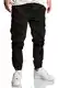 REPUBLIX Herren Jogger Cargo Chino Jeans Hose R2207 Schwarz W32