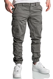 Herren Jogger Cargo Chino Jeans Hose R2207 Dunkelgrau W31