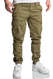 Herren Jogger Cargo Chino Jeans Hose R2207 Olive W32