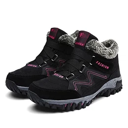 Super Warm Bergen Stiefel,Winterschuhe Damen Wasserdicht Gefüttert Herren Schneestiefel rutschfest Stiefeletten,Warm Gefütterte Winter Schneestiefel,Winterstiefel Wanderschuhe (36, Schwarze Rose)