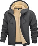 TACVASEN Herren Thermo Fleecejacke Sweatjacke Hoodie Dunkelgrau