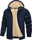 TACVASEN Herren Outdoor Kapuzen Freizeitjacke Winter Warme Fleecejacke Hoodie Warme Casual Übergangsjacke, Marineblau