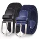 TANGCHAO 2 Stücke Stoffgürtel Stretchgürtel Elastik Flechtgürtel Geflochtener und Elastischer Dehnbarer Gürtel für Damen und Herren Breite 3.3cm Schwarz+Blau 110cm