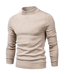 Rollkragenpullover Herren Winter Warmer Slim Fit Strickpullover Pulli Bequem Einfarbig Pullover Sweater