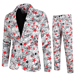 Weihnachtsanzug Herren Anzüge Slim Fit Sakko Vintage Anzughose Hausanzüge 2-Teilig Blazer Hose Kostüm Partyanzug Hosenanzug für Festlich Party Abend Hochzeit