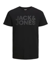 Herren Jjecorp Logo Tee O-Neck Noos T-Shirt, Black/Fit:Slim/Large Print/Black, L EU