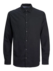 JACK & JONES Herren JJEGINGHAM Twill Shirt L/S NOOS Hemd Schwarz