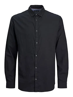 JACK & JONES Herren JJEGINGHAM Twill Shirt L/S NOOS Hemd Schwarz