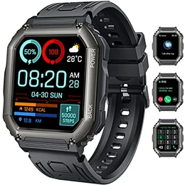 Smartwatch Herren Fitnessuhr Armbanduhr Uhren: Smart Watches mit Anrufannahme Zifferblatt Telefonfunktion Herzfrequenz Blutdruckmessung Schrittzähler Sportuhr Wasserdicht uhr Kompatibel Android iOS