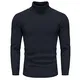 GLESTORE Pullover Herren Winter Rollkragenpullover Herren Langarm Casual Warm Gepolstert Strickpullover Slim Fit Basic Marineblau M