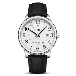 Uhren Herren Herren Uhr Analog Quarz Uhren für Männer Wasserdicht Armbanduhren Herren Mode Business Uhr mit Datum Leder Band (Silber Weiß)