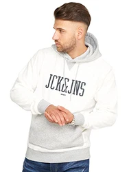 JACK & JONES Infinity Herren Hoodie Damian Kapuzenpullover Fleecepullover Pullover Sweater (as3, Alpha) Weiß