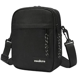 Umhängetasche, Schultertasche für Herren, Kuriertasche aus Nylon, Messenger Bag für Tägliches Leben Reise(Groß-Schwarz)