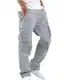 YAOHUOLE Herren Leinenhose Lange Leichte Herren Arbeitshose Lockere Freizeithose für Urlaub Grau M