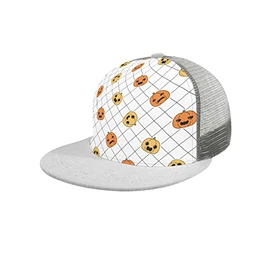 Snapback Cap Baseball Kappe Damen Herren Kappe Baseball Cap Basecap Weiße Gitter Kürbis Halloween 3D Print Mesh Sports Hut Verstellbare Sommer Hut Light Gray Einheitsgröße