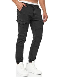 Herren Hills Cargohose aus 98% Baumwolle mit 6 Taschen Freizeithose für Männer Black M