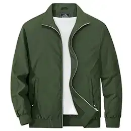 Herren Piloten Jacke Leicht Winddicht Übergangsjacke Stehkragen Casual Herbstjacke Herren Militär Fliegerjacke Blouson Basic Atmungsaktiv College Jacke Armeegrün L