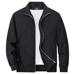 Herren Bomberjacke Frühling Sommer Blouson Jacke Klassik Pilot Jacke Herren Freizeit Baseballjacke Lightweight Mantel US Army Fliegerjacke mit Stehkragen Schwarz M