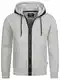Indicode Herren Reilly Sweatjacke mit Kapuze   Hooded Jacket Kapuzensweatjacke Hoodie mit Reißverschluss f. Männer Lt Grey Mix M