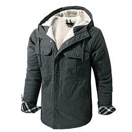Kapuzenpullover Herren, Langarm Reißverschluss Fleece Kapuzenjacke,Herren Winterjacke Sweatjacke zum Wandern Laufen Outdoor-Sportarten (0590 grau-M)