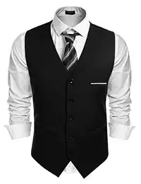 Herren Weste Anzugweste V-Ausschnitt Slim fit Formale Hochzeit Einfarbige Elegant Herrenwesten Business Party Smoking Weste Schwarz M