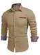 JMIERR Jeanshemd Herren Hemd Freizeithemd Langarmhemd Cowboy-Style Business Männer Kent-Kragen Casual,Khaki M