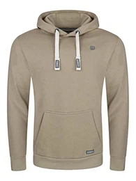Herren Kapuzenpullover RIVLinus Hoodie Sweatshirt Pullover Kapuze Kängurutaschen Regular Fit Einfarbig Baumwolle Beige, Größe:M, Farbe:Cobblestone Beige