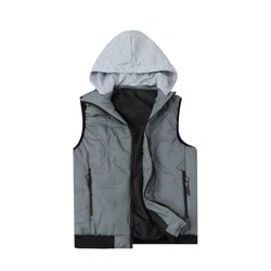 YOUTHUP Herren Steppweste mit Kapuze Leicht Winterweste Outdoor Dicke Freizeit Gilet Ärmellos Jacke Sport Weste Grau (2166)