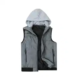 Herren Steppweste mit Kapuze Leicht Winterweste Outdoor Dicke Freizeit Gilet Ärmellos Jacke Sport Weste, Grau-2166, M