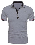 COOFANDY Casual Slim Fit Polohemd Herren Kurzarm Classic Polo Tees Grau