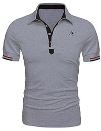 Herren Polohemd Kurzarm Slim Passform Polo Tops Leichtes Golf Polo-Shirt Business (Grau M)