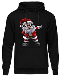 Santa Dabbing Herren Kapuzenpullover Weihnachten Pullover Weihnachtsmann Funny Xmas Hoodie Christmas Schwarz (L)