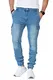 Styleko Herren Cargo Jeans Hose Herren Jeans Hose für Männer Jungen Regular Slim fit Denim Destroyed Jogger Freizeithose Casual Jeans Pants Jeans Herren Stretch 8003 (Amazonit-Light Blue, 32W/32L)