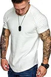 Sportshirt Herren Kurzarm T Shirts Männer Funktionsshirt Fitnessshirt für Running Jogging Gym Tee Weiß M