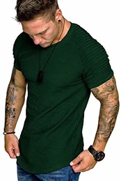 T-Shirt Herren Fitness Shirts Sport Tshirt Muscle Oberteile Sportswear Collection Tops Sommer Grün M