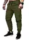 JMIERR Herren Cargohose Baumwolle Hose Herren Elastische Taille Hose mit Taschen（Grün M,34）